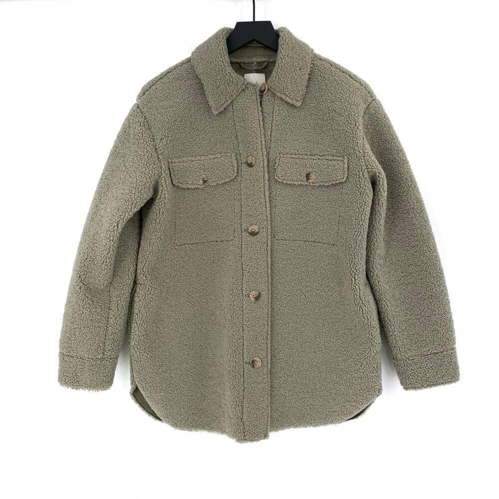 JOIE Teddy Sherpa Shirt Jacket Green XS